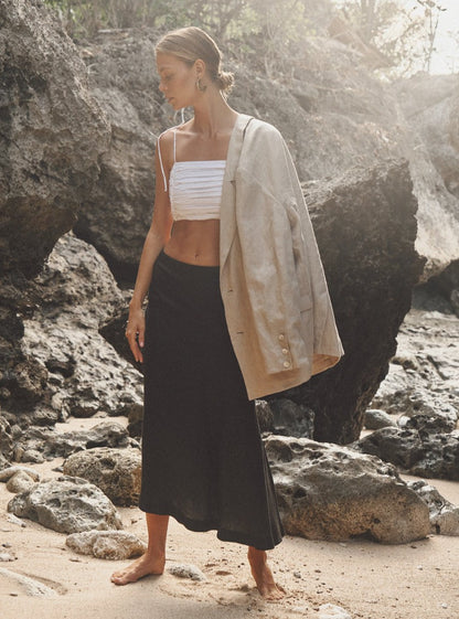 VALERY Asymmetrical Linen Skirt black