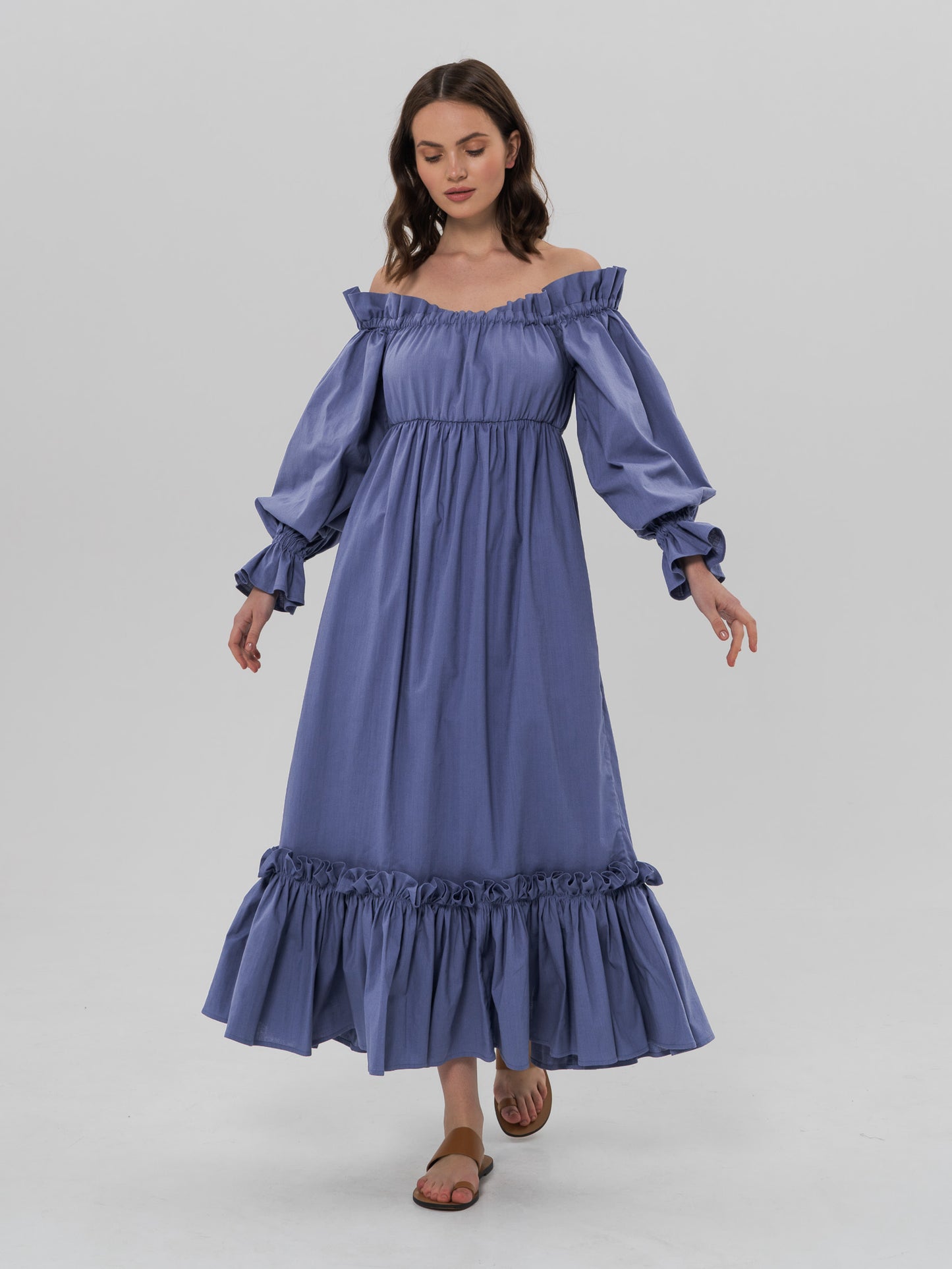 OPHEILE Midi Dress in Blue