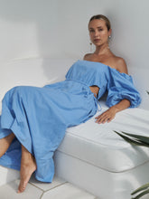 Load image into Gallery viewer, LAUREN Linen Dress in Deep Blue
