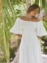 Load image into Gallery viewer, Art of Simplicity Dresses AMELIA Silk Linen White Dress With Puff Sleeves
