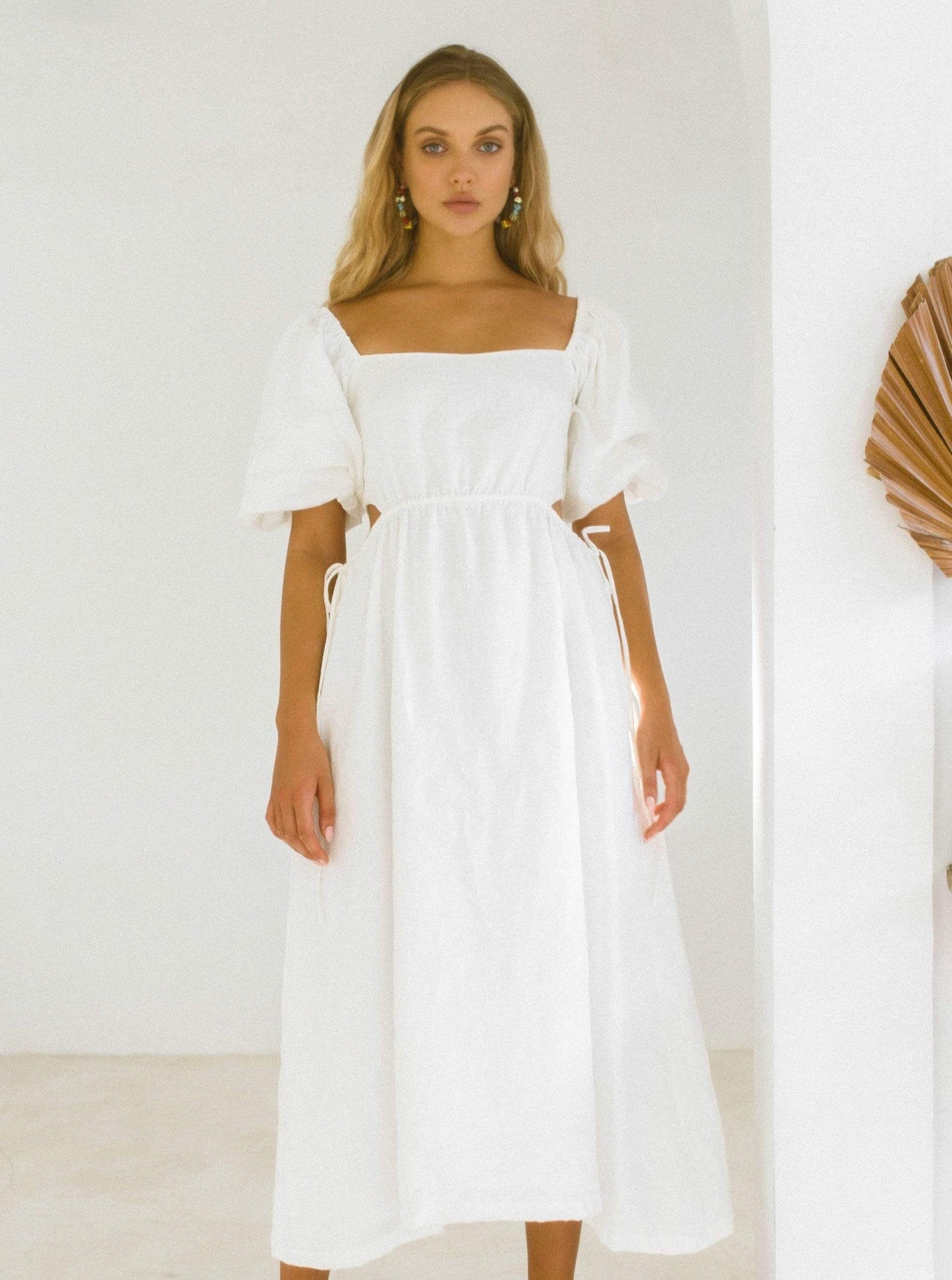 Art of Simplicity Dresses LAUREN Linen Dress With Puff Sleeves